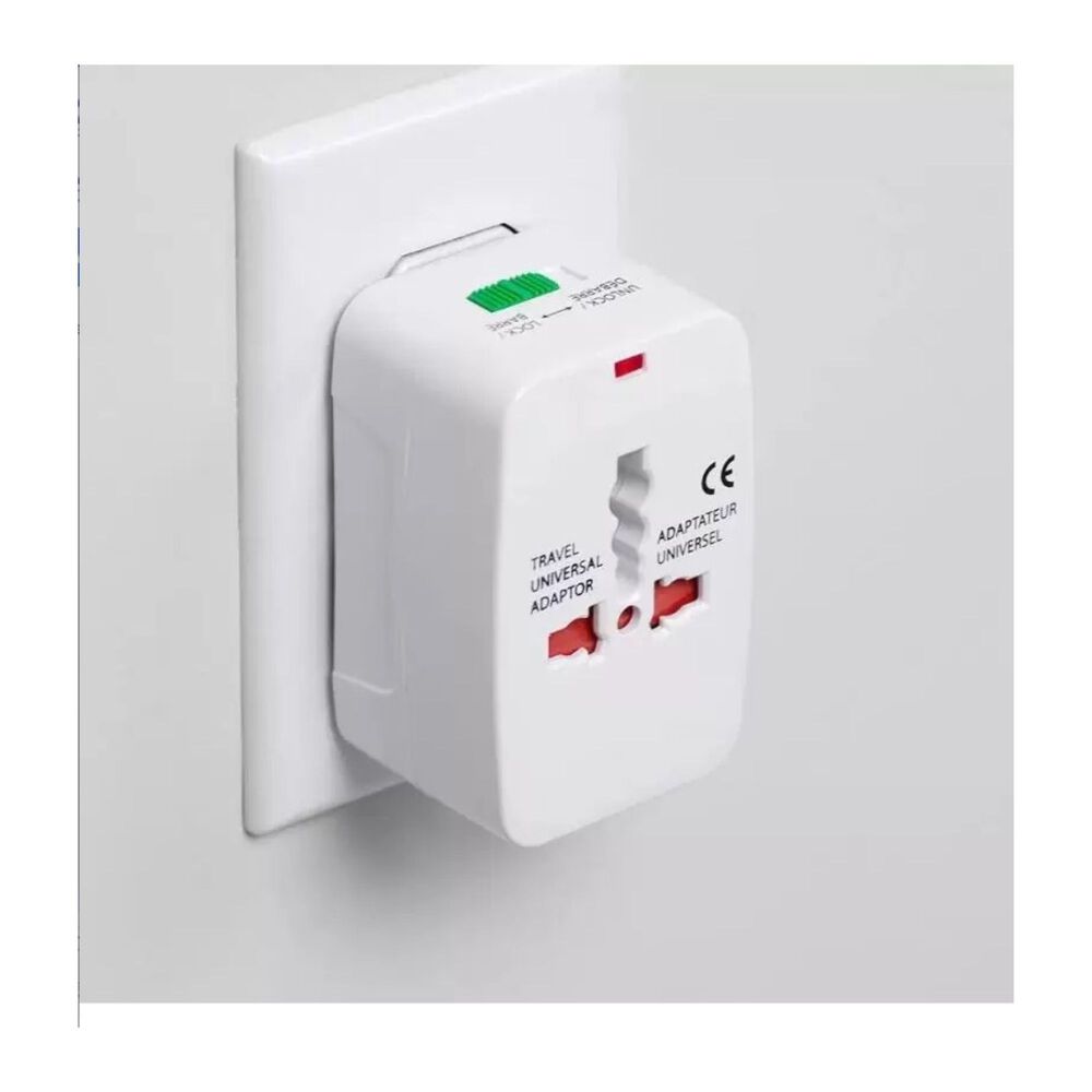 Adaptador Universal de Viaje con 2 Puertos USB – Compatible con Más de 150 Países
