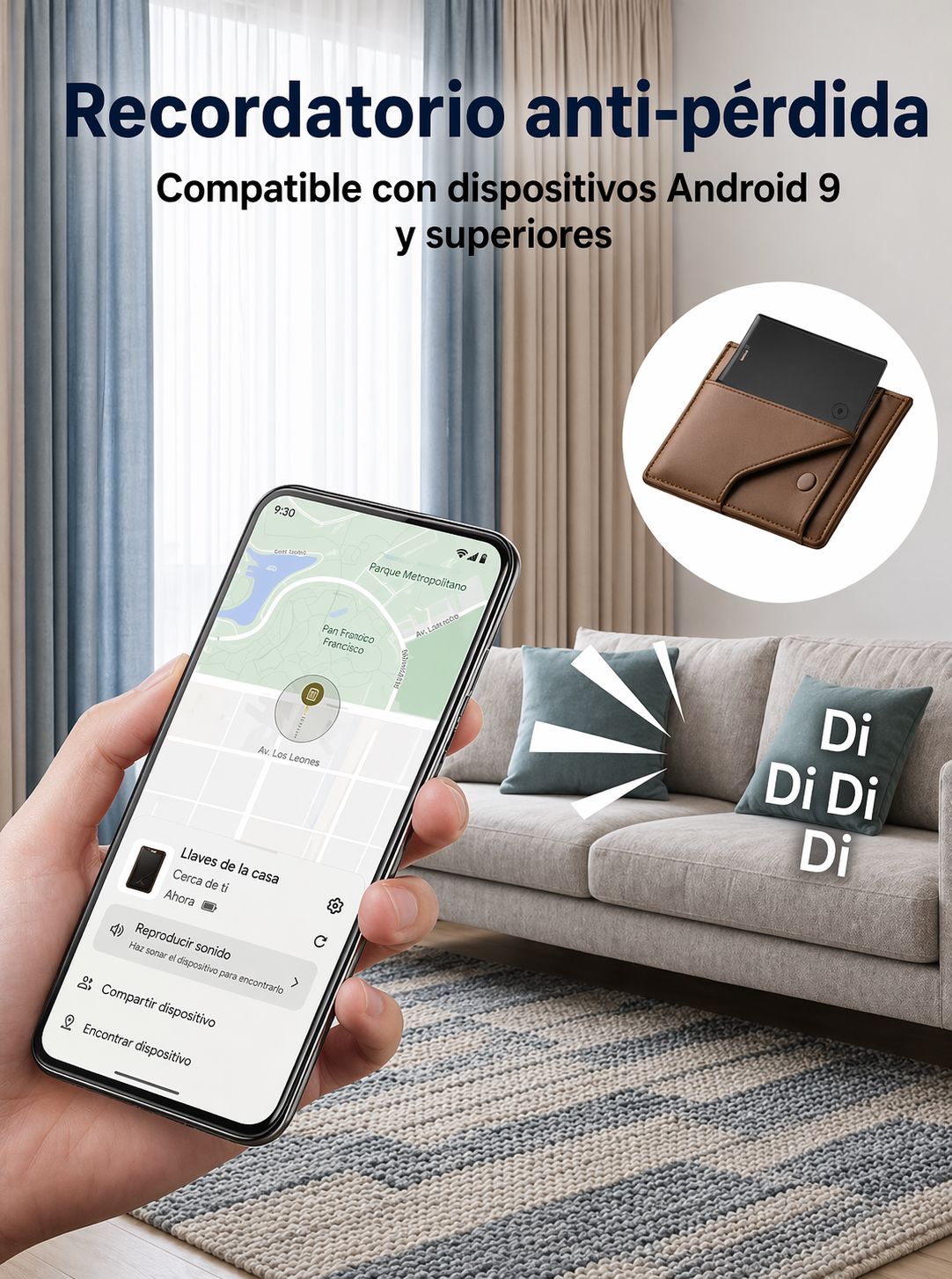 Tarjeta Rastreadora, Funciona con la Aplicación Google Find Hub para Android