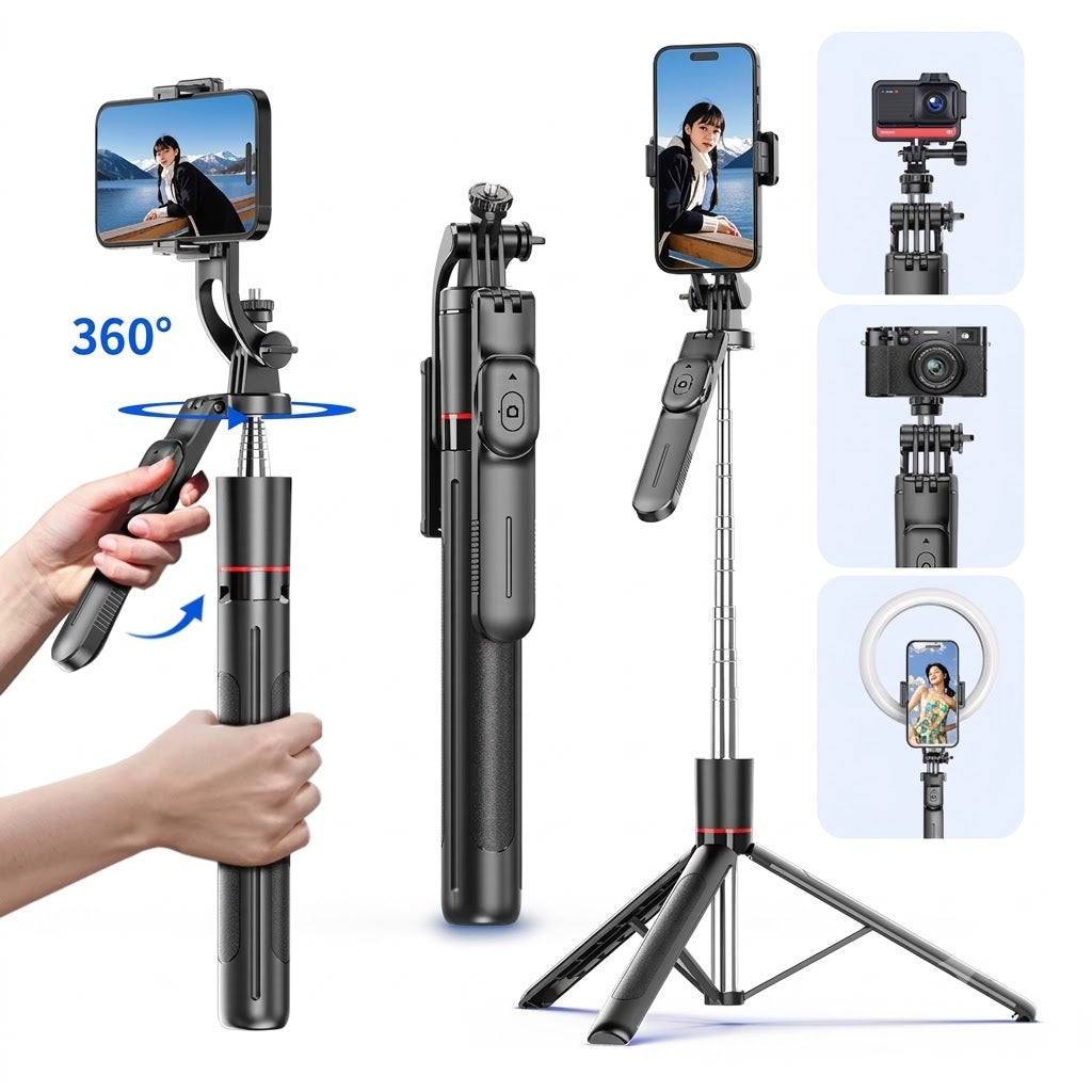 Trípode F16 para Selfies, Bluetooth 360, Control Remoto