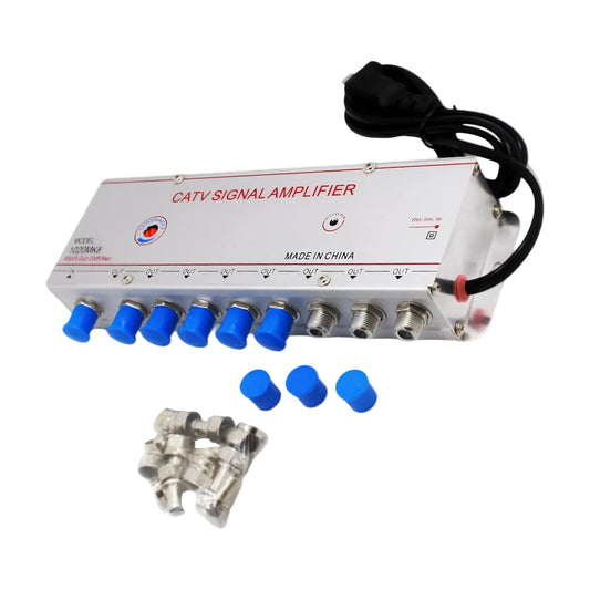 Amplificador de Señal de Antena de TV por Cable JMA – Divisor de 8 Salidas y 1 Entrada, 20dB de Ganancia, Compatible ISDB-T