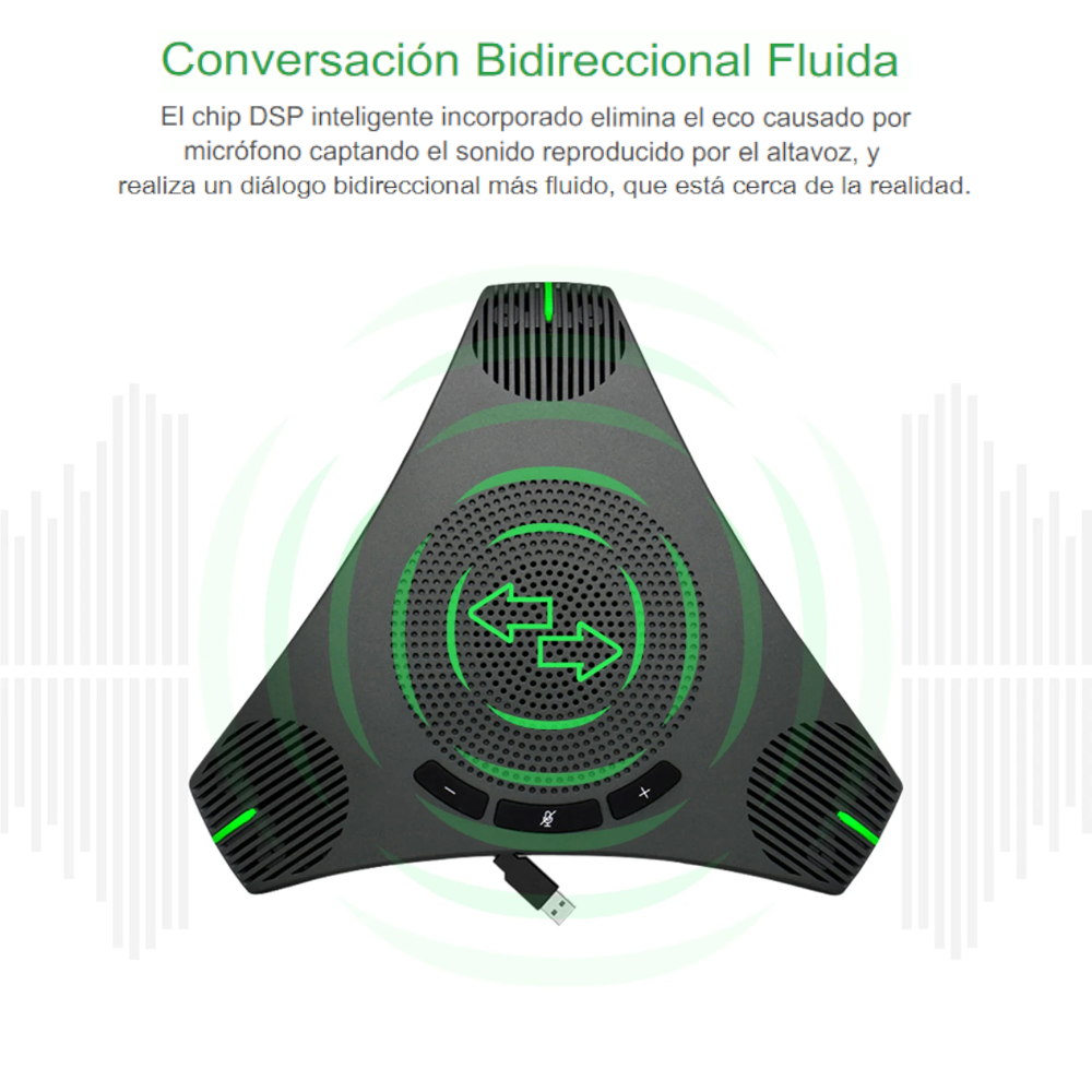 Micrófono de Conferencia USB con Altavoz – Captación Omnidireccional 360° y Tecla de Silencio