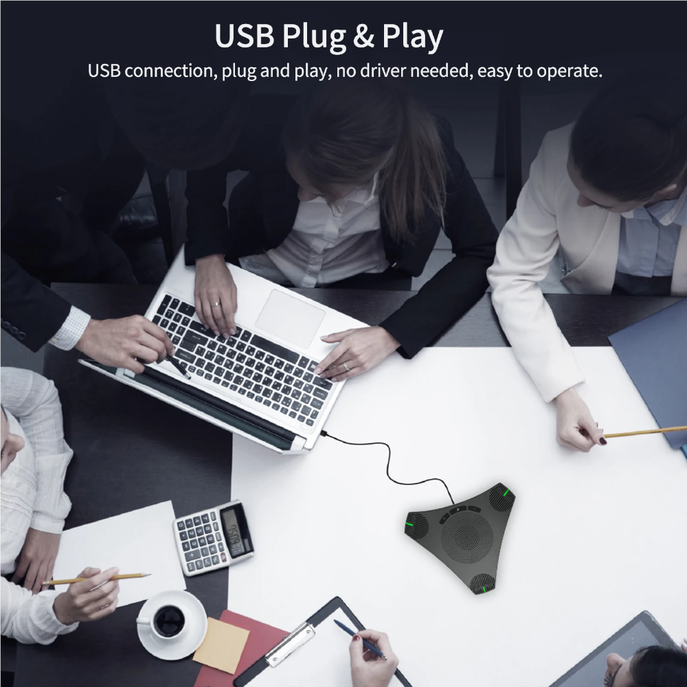Micrófono de Conferencia USB con Altavoz – Captación Omnidireccional 360° y Tecla de Silencio