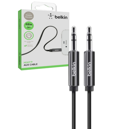 Cable de Audio AUX Belkin 3.5mm – 0.9m (3ft) – Color Negro