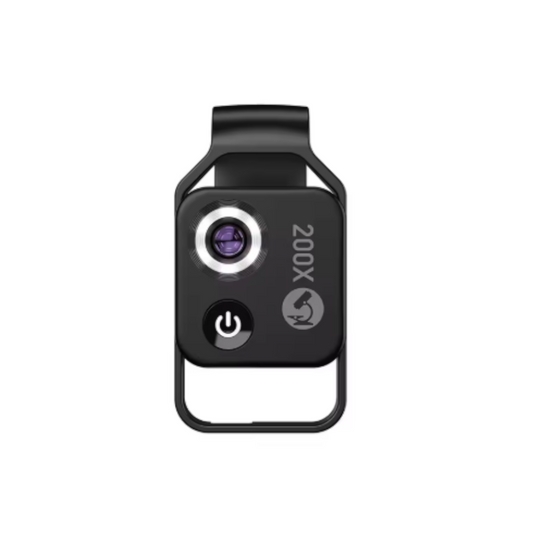 Lente Microscópica APEXEL 200X con Luz LED y Clip Universal – Compatible con Smartphones iPhone y Android