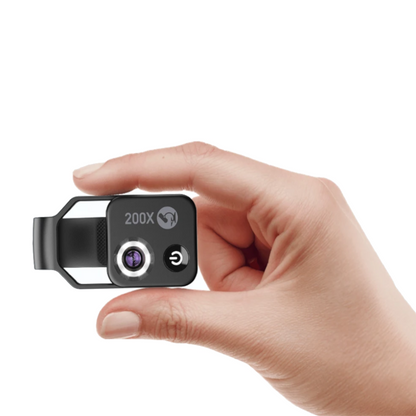 Lente Microscópica APEXEL 200X con Luz LED y Clip Universal – Compatible con Smartphones iPhone y Android