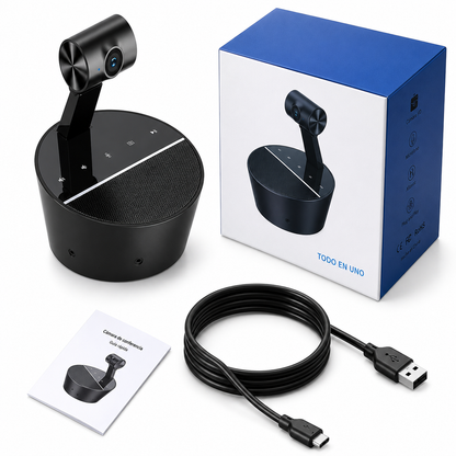 Cámara Web para Videoconferencias 3 en 1 Full HD 1080P – Micrófono Omnidireccional y Altavoz Integrado USB