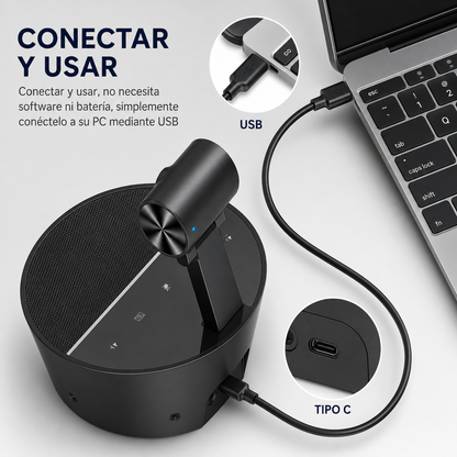 Cámara Web para Videoconferencias 3 en 1 Full HD 1080P – Micrófono Omnidireccional y Altavoz Integrado USB