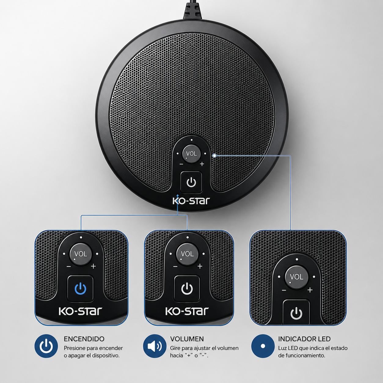 Micrófono de Conferencia USB KO-STAR M-500 – Omnidireccional para Reuniones, Grabación y Videoconferencias