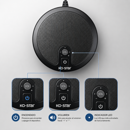 Micrófono de Conferencia USB KO-STAR M-500 – Omnidireccional para Reuniones, Grabación y Videoconferencias