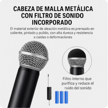 Micrófono Inalámbrico UHF PG58-A TAVOSOP 2 Canales para Karaoke y Eventos