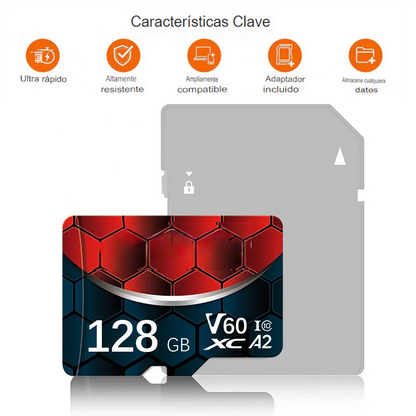 Tarjeta de Memoria MicroSD V60 A2 con Adaptador – 64GB a 2TB, Alta Velocidad para Video 4K y Apps