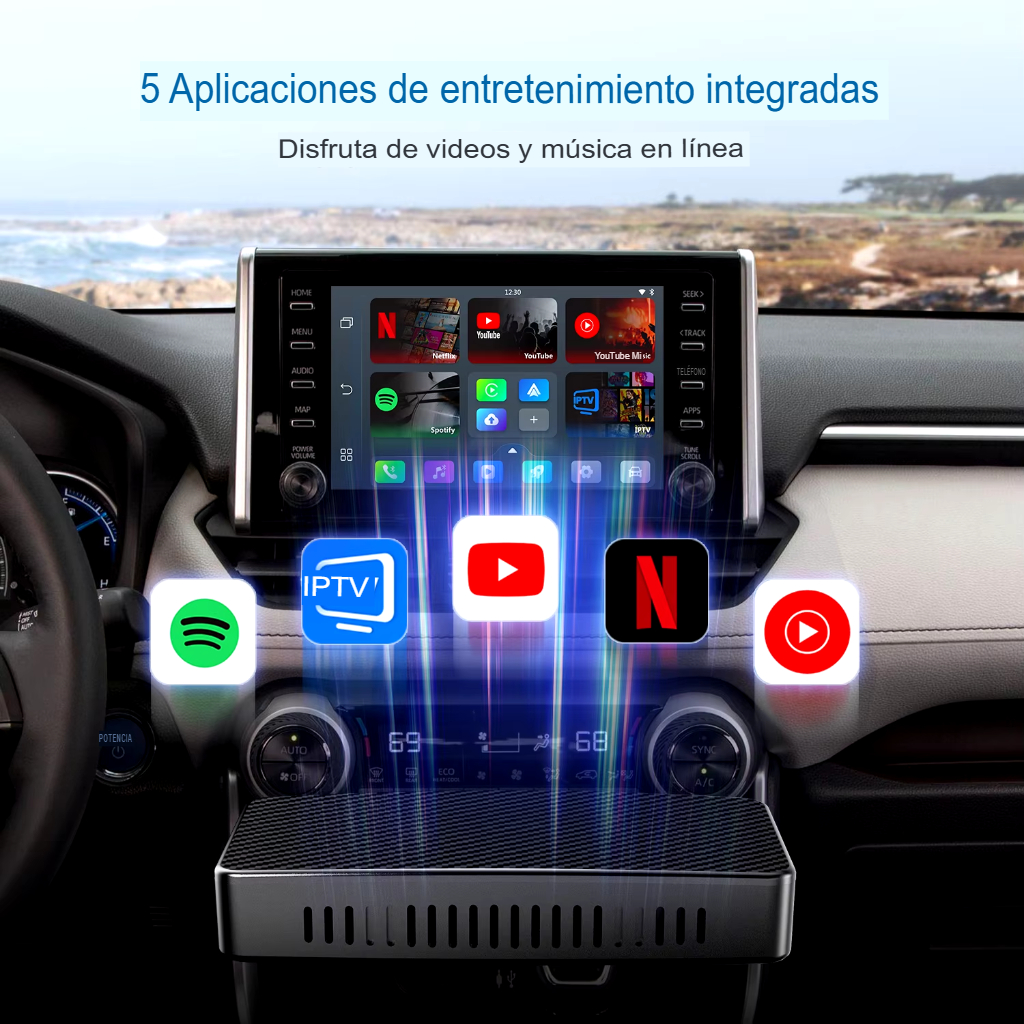 Box Wireless CarPlay y Android Auto - YouTube y Netflix Multimedia Player