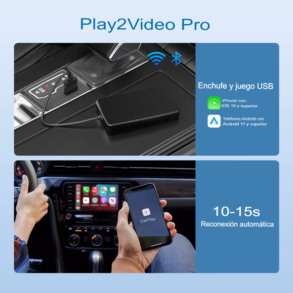 Box Wireless CarPlay y Android Auto - YouTube y Netflix Multimedia Player