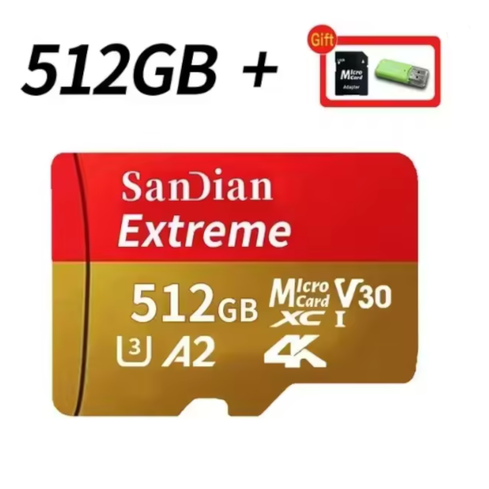 Tarjeta de Memoria Sandian MicroSD V30 de Alta Velocidad con Adaptador SD + USB – Capacidades 128GB, 256GB, 512GB y 1TB