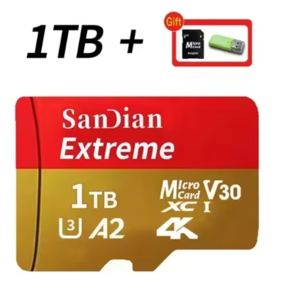Tarjeta de Memoria Sandian MicroSD V30 de Alta Velocidad con Adaptador SD + USB – Capacidades 128GB, 256GB, 512GB y 1TB