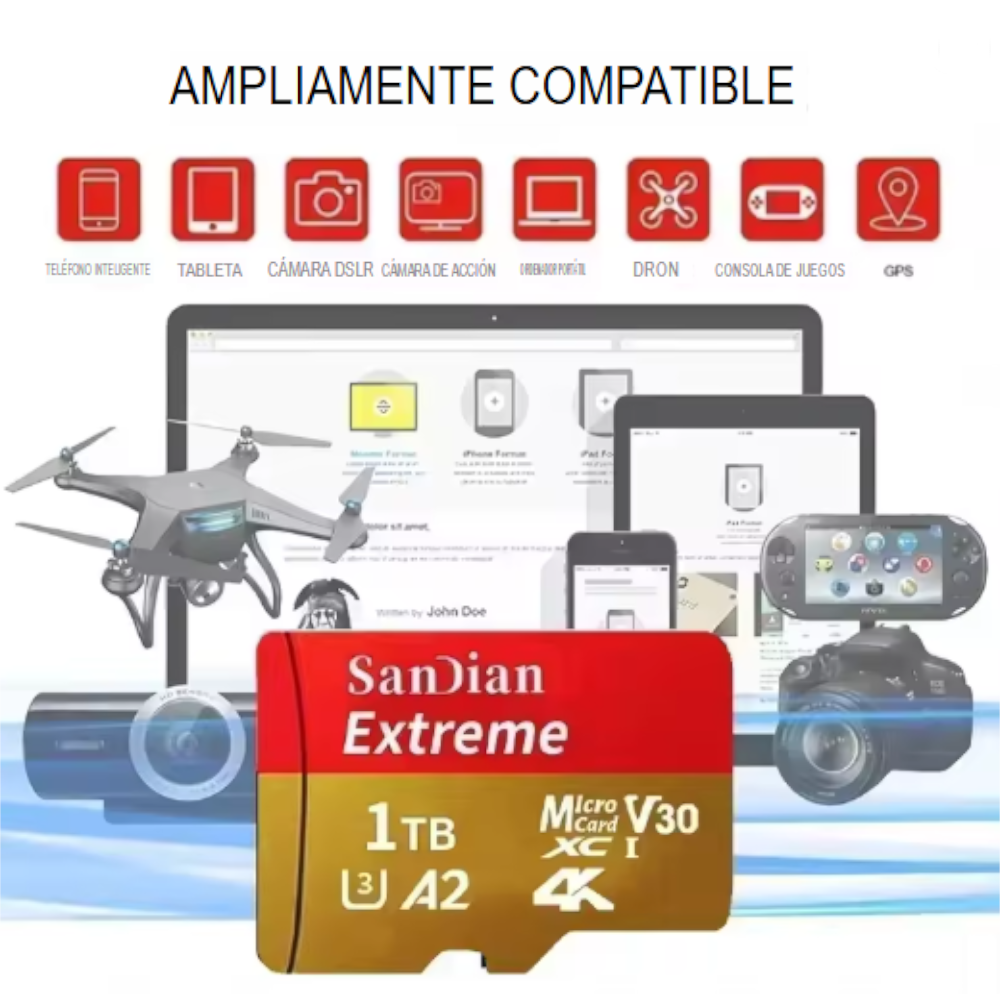 Tarjeta de Memoria Sandian MicroSD V30 de Alta Velocidad con Adaptador SD + USB – Capacidades 128GB, 256GB, 512GB y 1TB