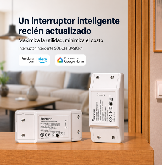 Interruptor Inteligente Sonoff Basic R4 WiFi (Nueva Version) – Módulo DIY con Control App eWeLink, Alexa y Google Home
