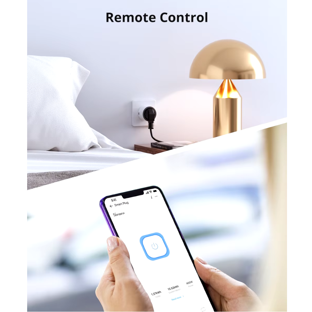 Enchufe Inteligente SONOFF S60 WiFi Compacto con Protección Infantil y Monitoreo de Energía