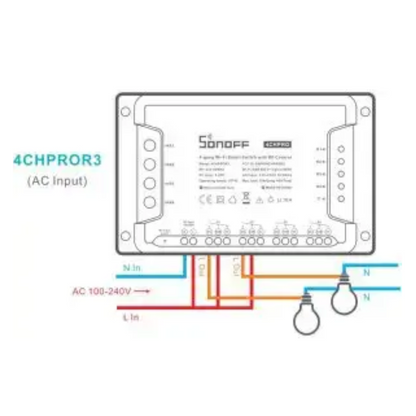 Interruptor WiFi SONOFF 4 Canales PRO R3 – Control Inteligente para Dispositivos Eléctricos