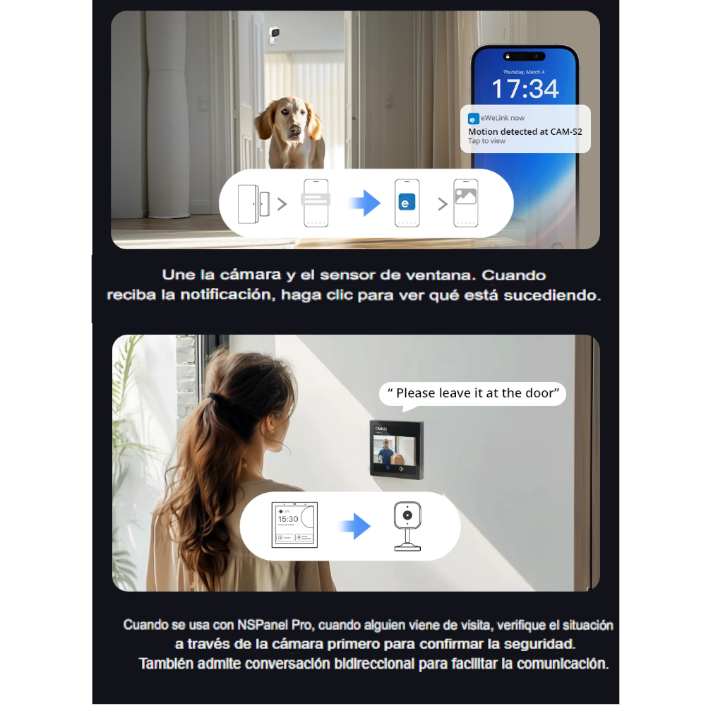 Cámara de Seguridad WiFi SONOFF CAM-S2 Gen2 1080P – Audio Bidireccional, Visión Nocturna, Detección de Movimiento y Compatible con Alexa/Google
