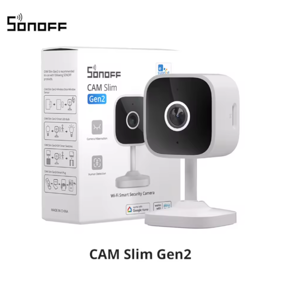 Cámara de Seguridad WiFi SONOFF CAM-S2 Gen2 1080P – Audio Bidireccional, Visión Nocturna, Detección de Movimiento y Compatible con Alexa/Google