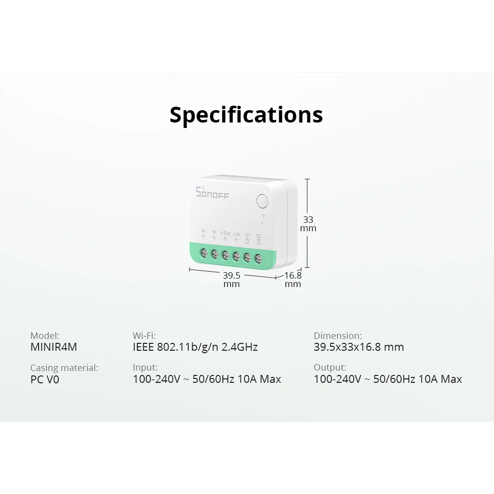 Interruptor Inteligente WiFi SONOFF Mini R4 Matter – Compatible con Alexa, Google Home y Apple HomeKit