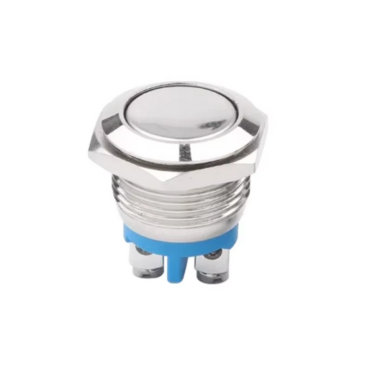 Interruptor de Botón de Metal 16mm Impermeable IP66/IK10 – Tipo Momentáneo con Terminal de Tornillo