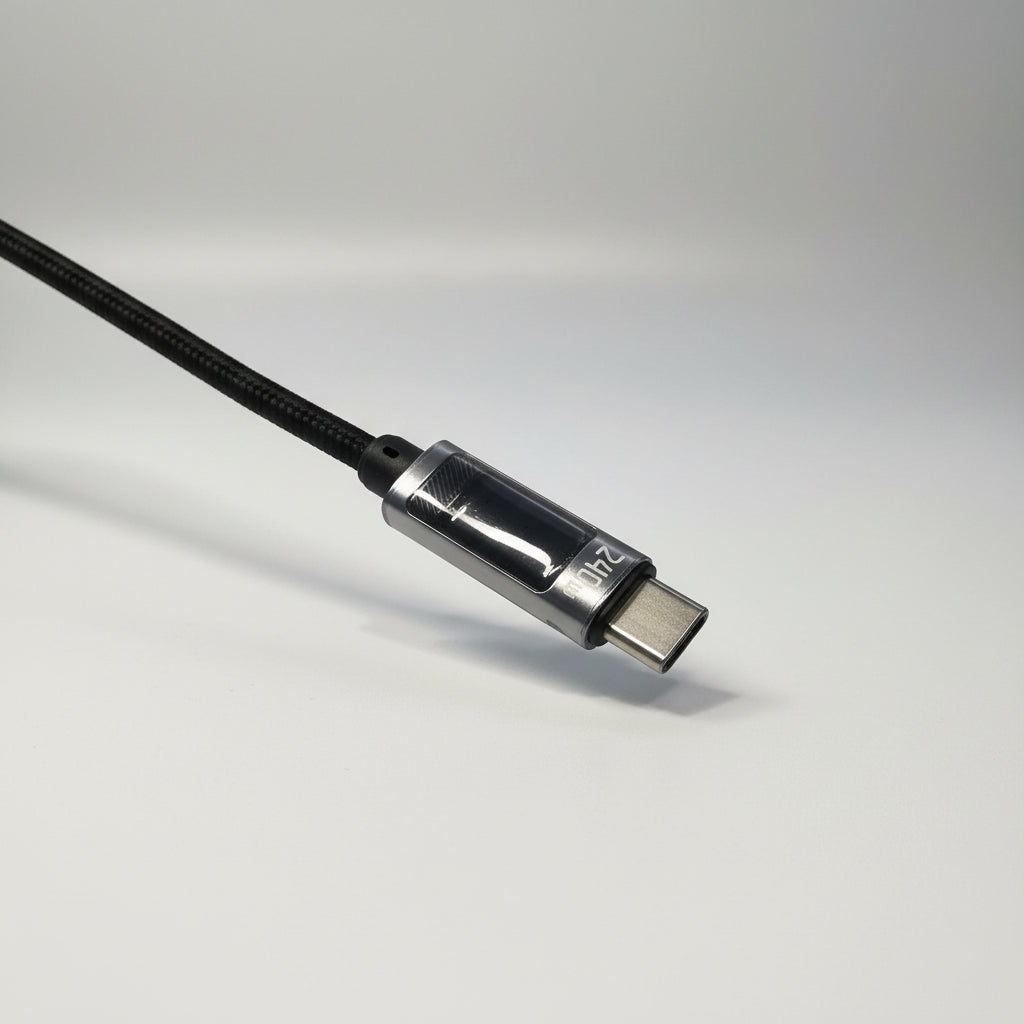 Cable USB-C 240W PD 3.1 Carga Rápida para Laptop y Móvil con Pantalla Digital