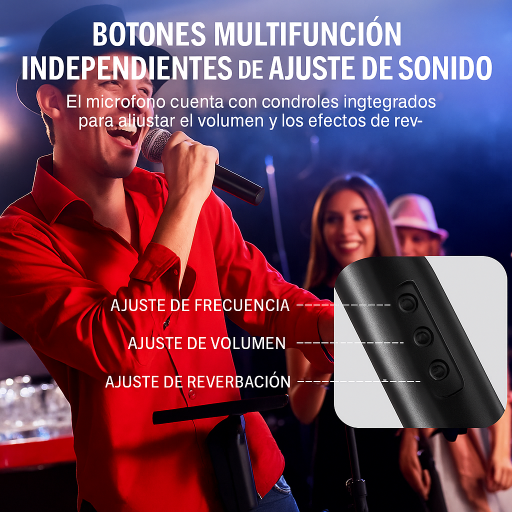 2 Micrófonos Inalámbricos UHF PG58-B TAVOSOP 2 Canales para Karaoke y Eventos