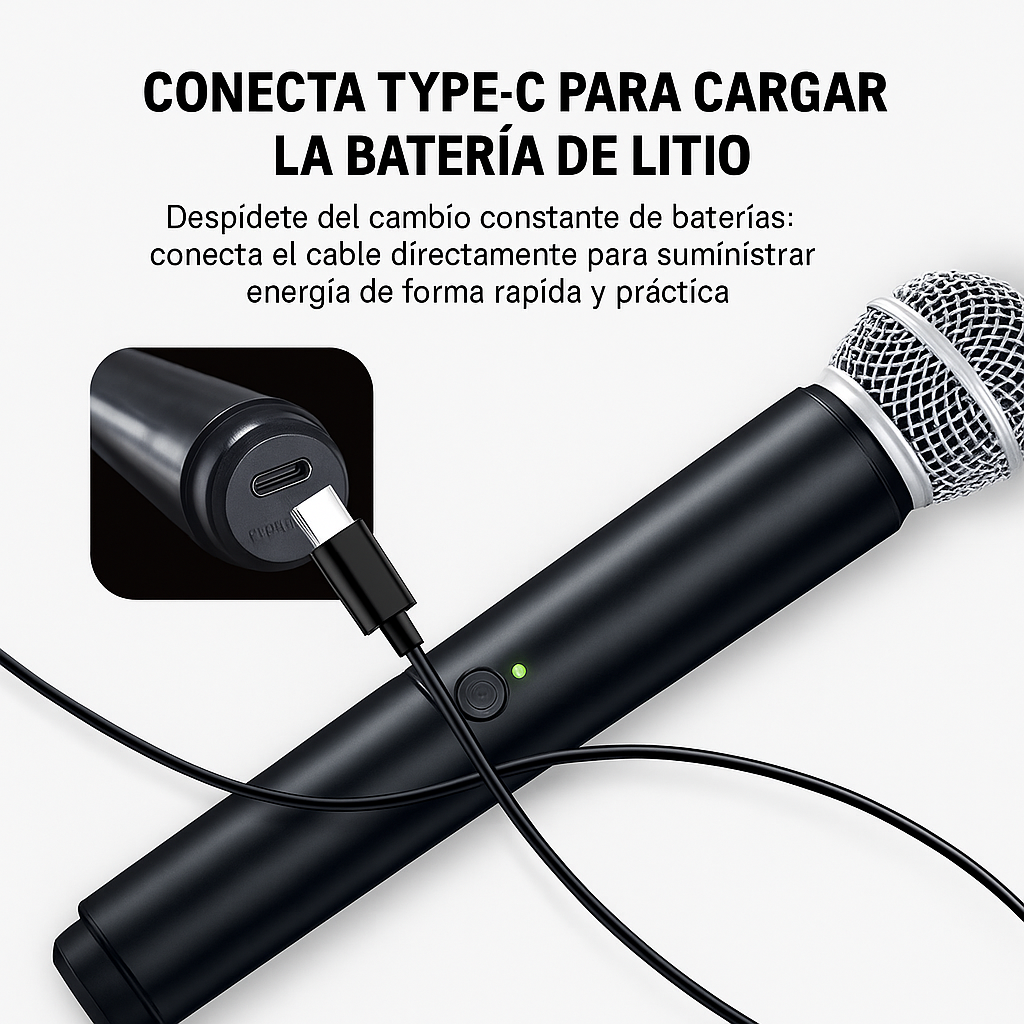 2 Micrófonos Inalámbricos UHF PG58-B TAVOSOP 2 Canales para Karaoke y Eventos