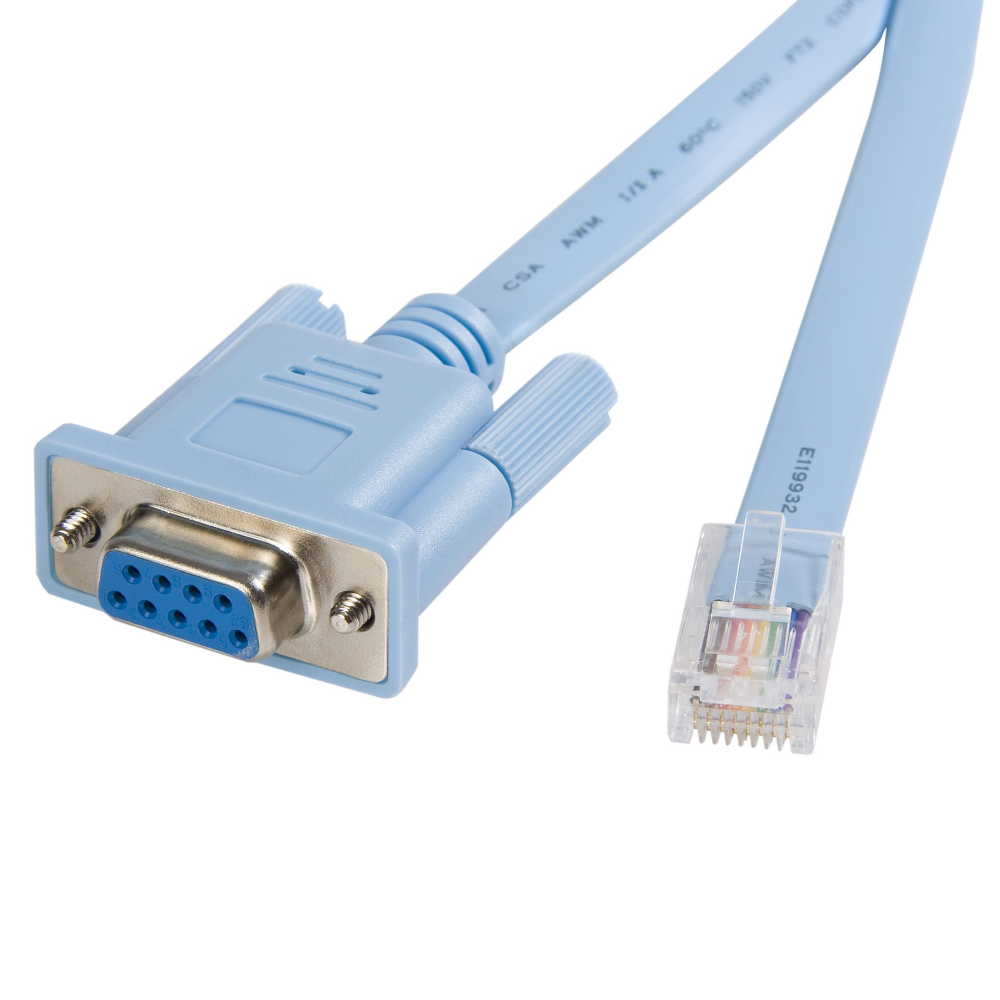 Cable Consola Cisco RJ45 a DB9 Serial – 1.8m | Rollover Macho a Hembra