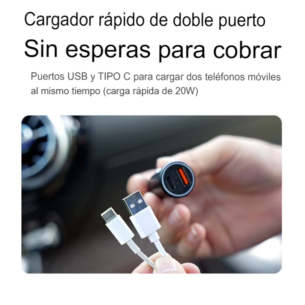 Localizador GPS y Cargador de Auto - Apple Find My - Seguridad y Carga Rápida