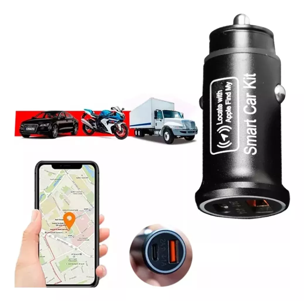 Localizador y Cargador de Auto - Apple Find My - Seguridad y Carga Rápida