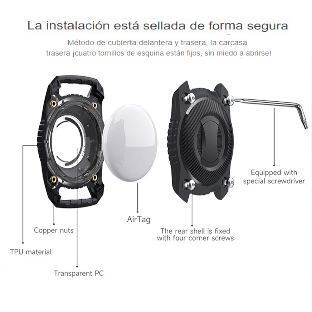 Funda Protectora para Apple AirTag – Collar de Perro y Gato, Localizador de Llaves y Mascotas, Accesorio Impermeable