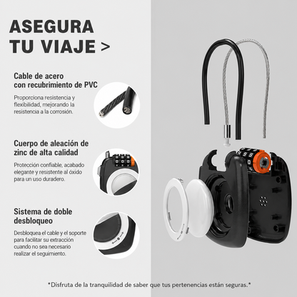 Soporte y Funda AirTag con Cerradura Combinada, para Equipaje Para Tecnologia Apple Find
