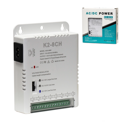 Fuente de Alimentación Conmutada 12V/13.5V/15V 8A (96W) 8 Canales K2-8CH