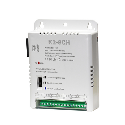 Fuente de Alimentación Conmutada 12V/13.5V/15V 8A (96W) 8 Canales K2-8CH