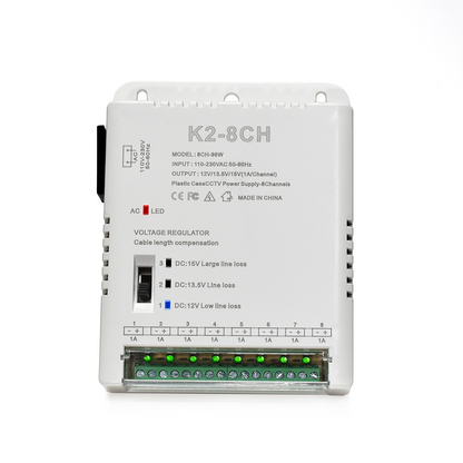 Fuente de Alimentación Conmutada 12V/13.5V/15V 8A (96W) 8 Canales K2-8CH