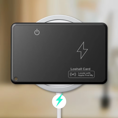 Tarjeta Rastreadora de Billetera con Carga Inalámbrica – Localizador GPS Bluetooth Compatible con Apple Find My, Resistente al Agua
