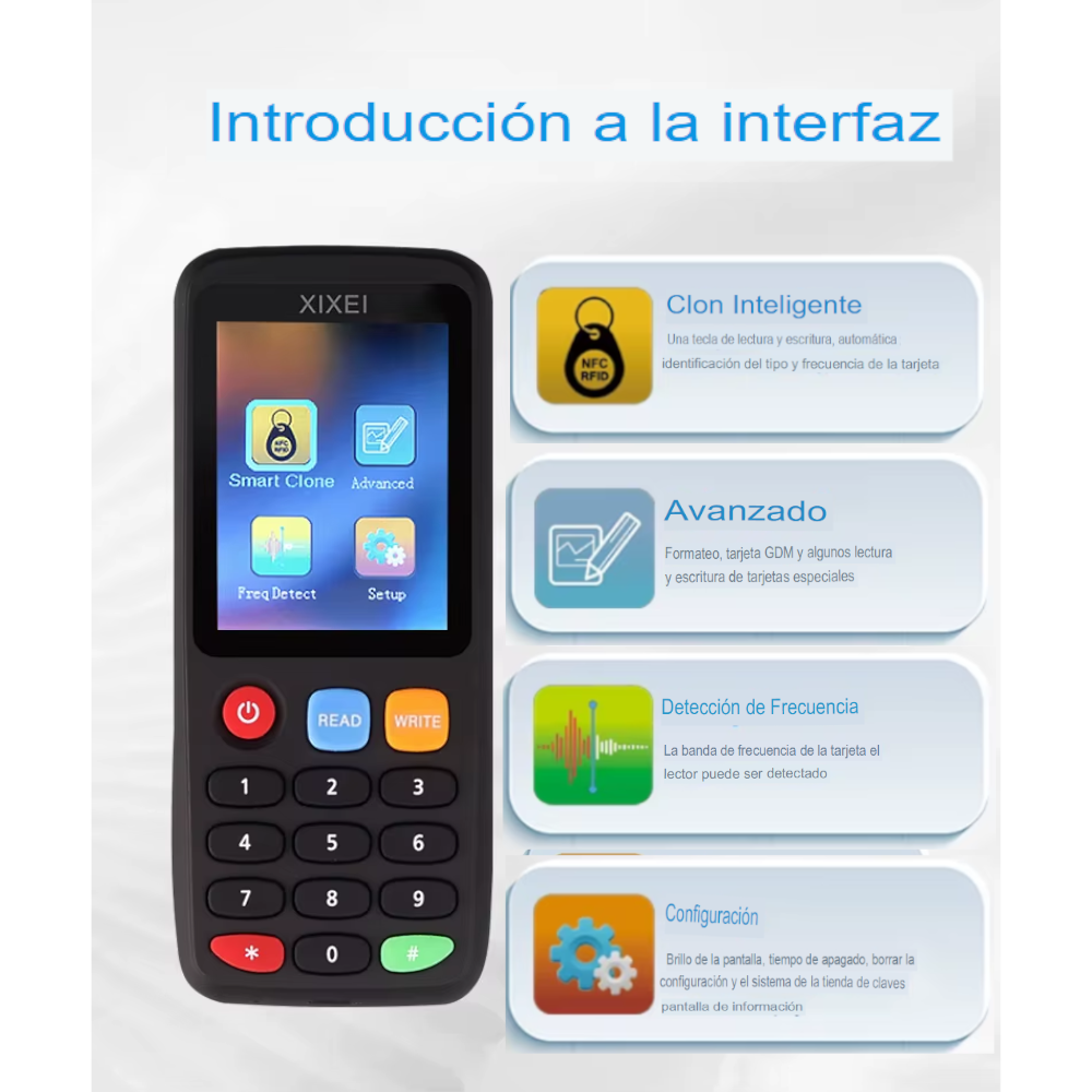 Lector y Copiador RFID/NFC X7 para Tarjetas de Acceso 125kHz y 13,56MHz