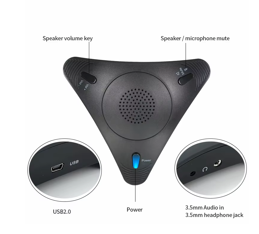 Micrófono USB Minigo Omnidireccional de Conferencia con Altavoz