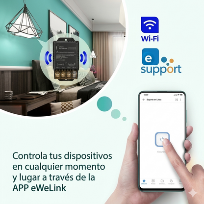 Interruptor WiFi Inteligente 30A EWeLink – Módulo Relé de Alta Potencia para Motores, Compatible con Alexa y Google Home