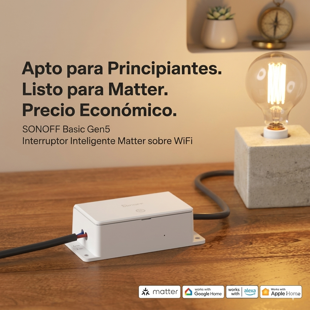 SONOFF Basic-1GS Gen5 Matter WiFi - Interruptor Inteligente DIY Compatible con Apple Home, Alexa y Google Home (Pack 4)