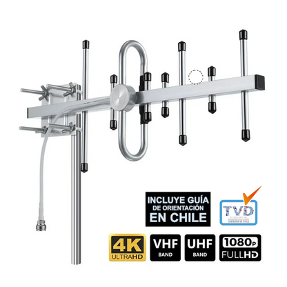 Antena de Aire para TV Digital Exterior - Recepción Clara VHF/UHF, HDTV, 4K