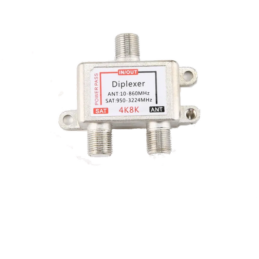 Diplexer 4K 8K – Separador/Combinador de Señal SAT y ANT (10–860 MHz / 950–3224 MHz)