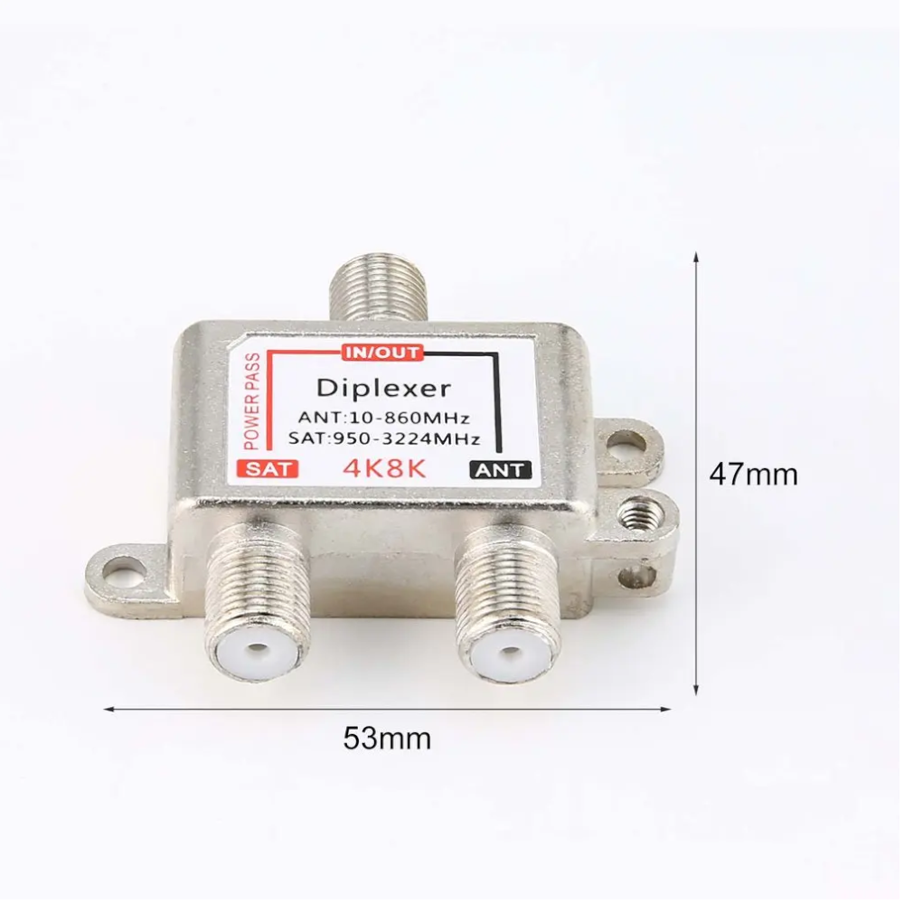 Diplexer 4K 8K – Separador/Combinador de Señal SAT y ANT (10–860 MHz / 950–3224 MHz)