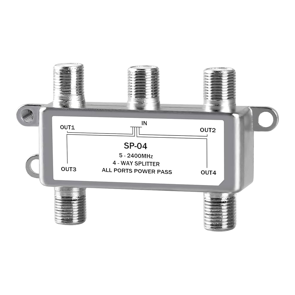 Split 4 Vías - Multiswitch TV y Divisor Coaxial- 5 a 2400Mhz