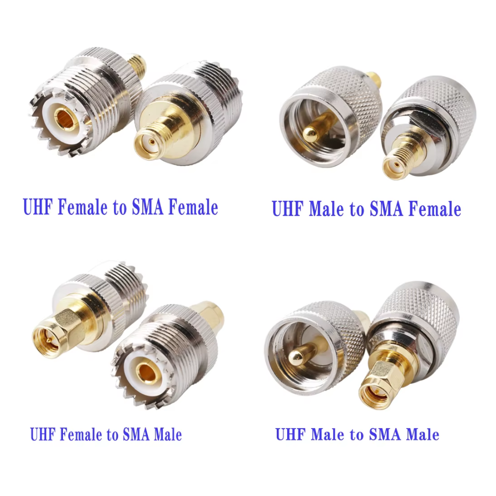 Kit de Conector Coaxial RF SMA a UHF - 4 Adaptadores