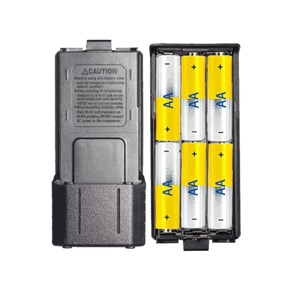 Caja de batería extendida para Baofeng UV-5R – Compatible con 6 pilas AA