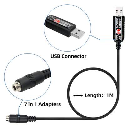 Cable de Programación USB 7 en 1 FTDI – Compatible con Baofeng, Quansheng, Motorola, Kenwood y más